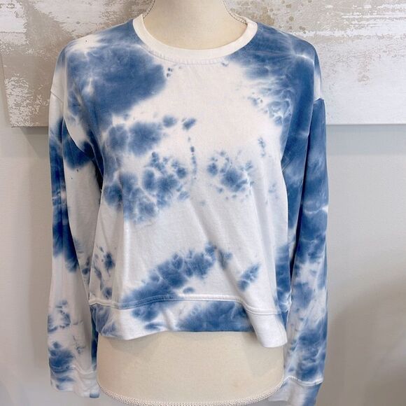 Aqua Long sleeve tye-Dye cropped sweatshirt - Picture 1 of 4